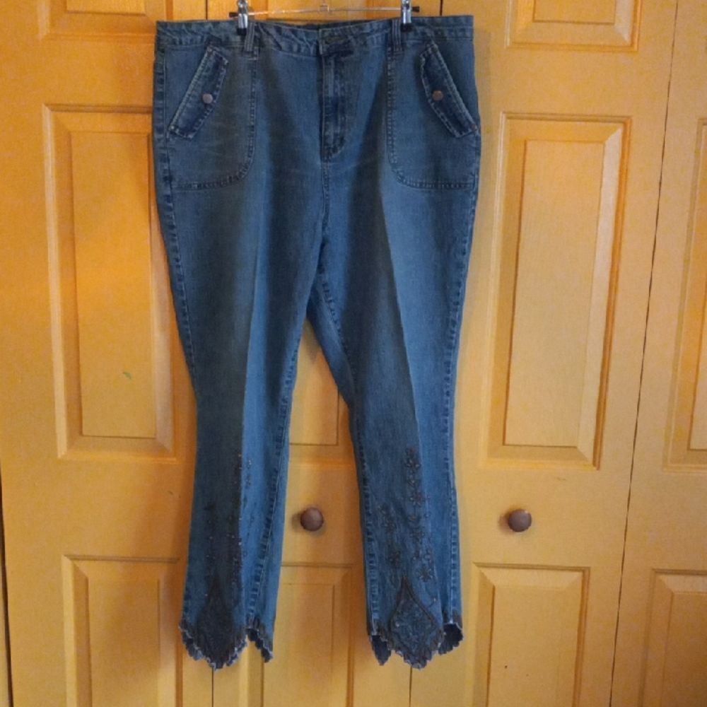 Vintage Jazzi Women Plus Size Embroidered Jeans.